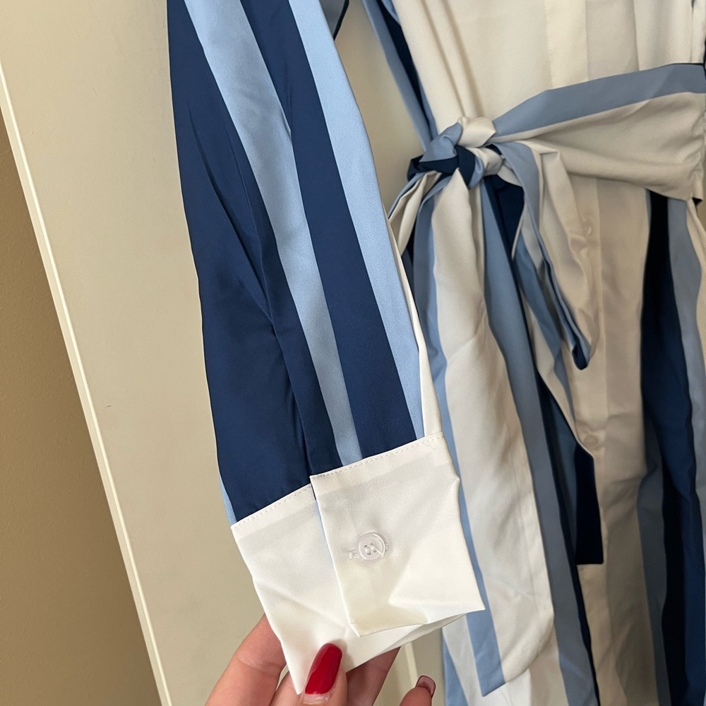 New! Stitchdrop Striped Blue and White Shirt Dress Women’s Size Small - Picture 8 of 16